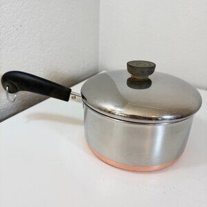 VTG Revere Ware 2 Qt -94h Saucepan Stainless Steel Copper Bottom 1801 USA w/ Lid